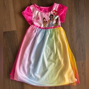 Girls Disney Princess Pink Pajama Rainbow Color Pajama Tulle Dress Size 2T